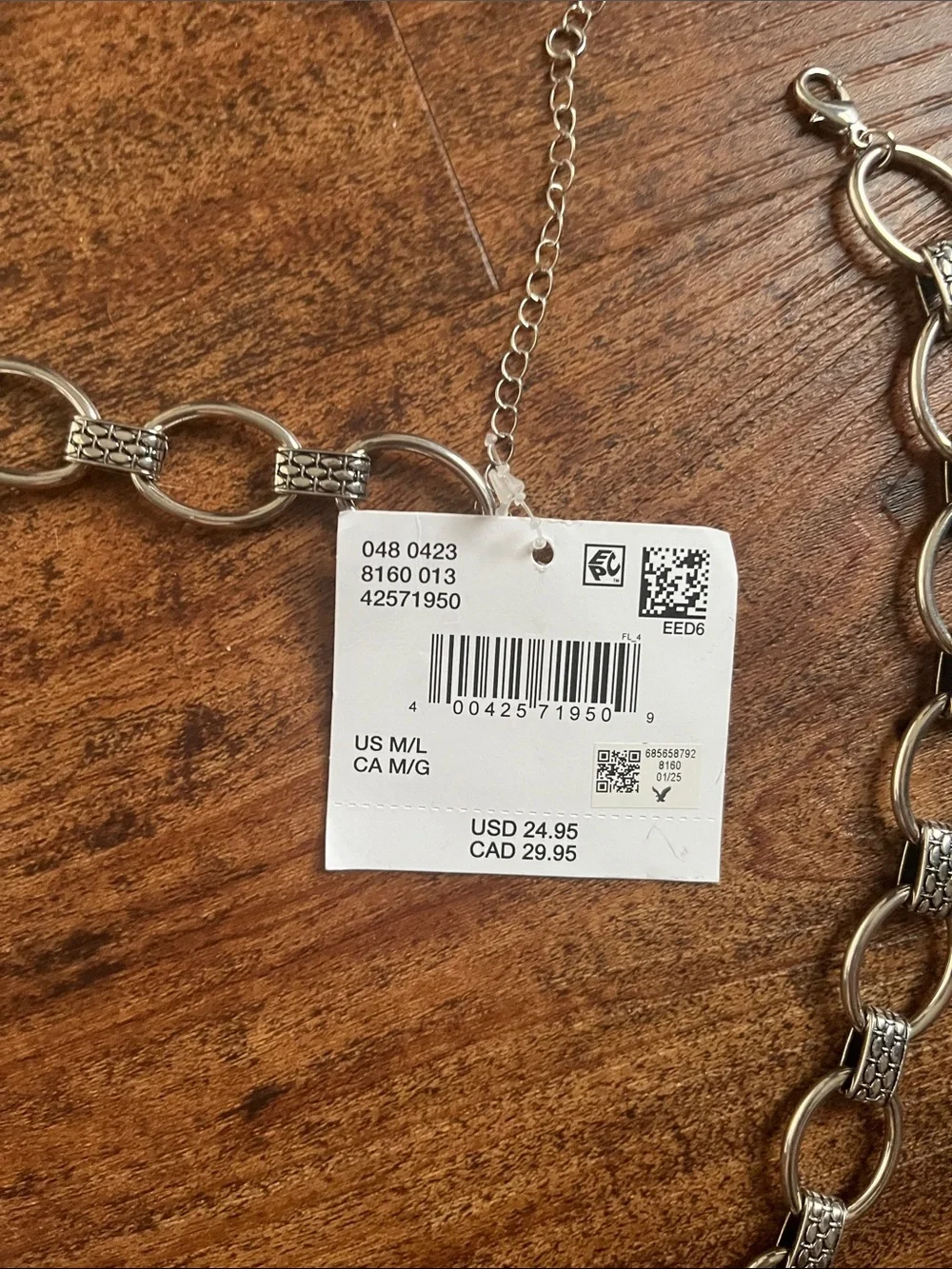 American Eagle Silver Chunky Chain Link Belt